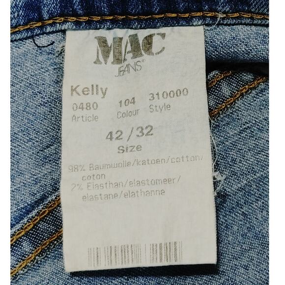 MAC Kelly Jeans Straight Leg High Waisted Blue Denim Stretch Womens Size 42/32 - Picture 4 of 7